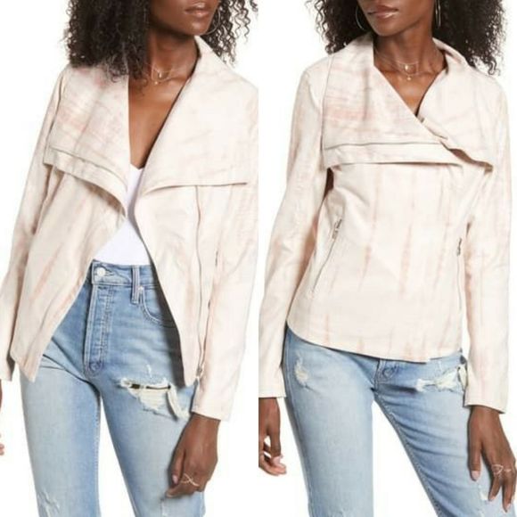 Blank NYC Jackets & Blazers - Blank NYC Tie-Dye Pink Faux Suede Drape Front Moto Jacket NEW